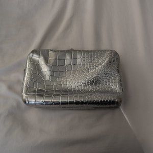 silver croc clutch cross body purse